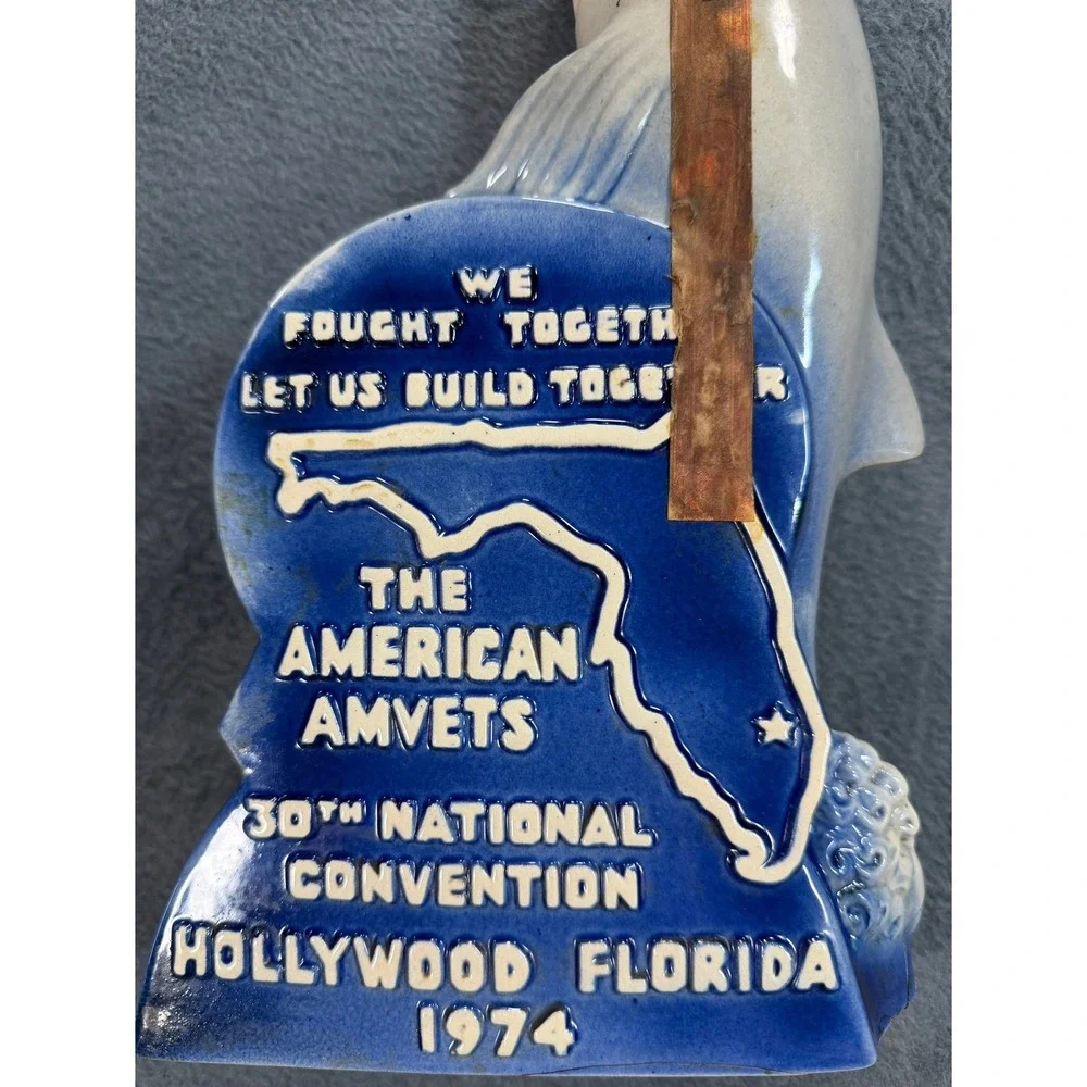 Vintage 1974 Ezra Brooks AMVETS Dolphin Decanter Hollywood Florida 30th National